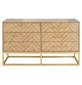 Light yellow 6-compartment wooden cabinet