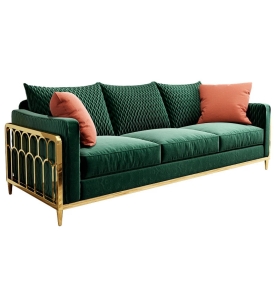 Korea sofa set designs modern velvet stainless steel sofa