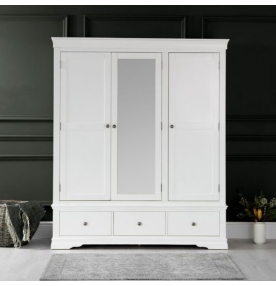 Florence White 3 Door Wardrobe with Mirror